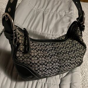 Coach Black and Gray Signature Mini Hobo